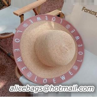 Top Quality Loewe Wide Brim Straw Hat 030834 Beige/Pink 2023