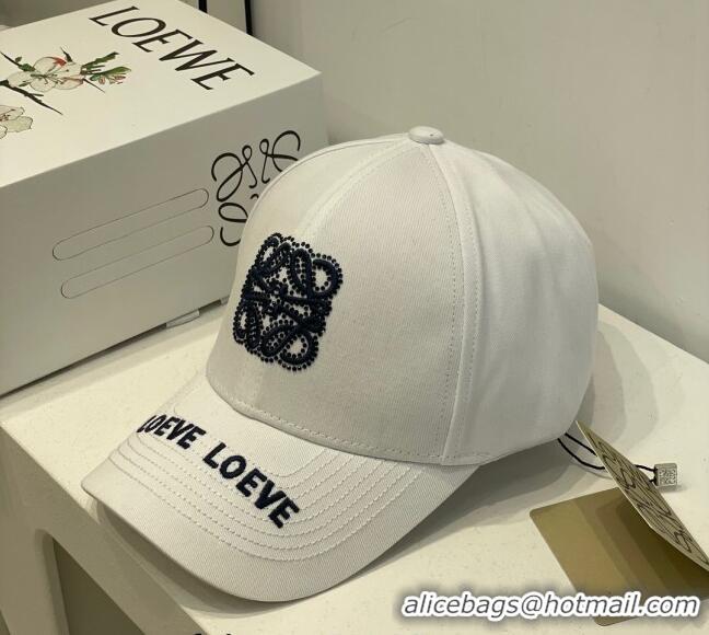 Good Taste Loewe Anagram Baseball Hat L0407 White 2023