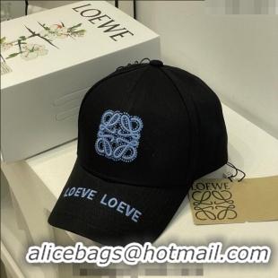 Most Popular Loewe Anagram Baseball Hat L0407 Black 2023