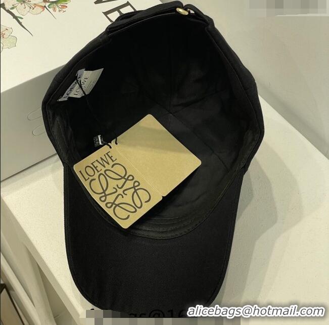 Most Popular Loewe Anagram Baseball Hat L0407 Black 2023