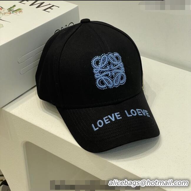 Most Popular Loewe Anagram Baseball Hat L0407 Black 2023