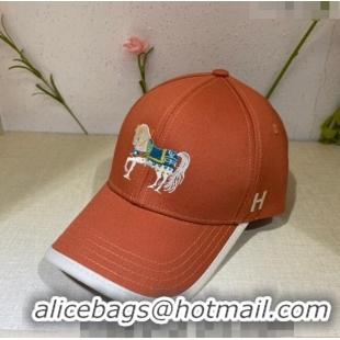 Top Quality Hermes Horse Baseball Hat 021613 Orange 2023