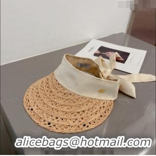 Top Quality Valentino VLogo Visor Straw Hat 021651 Beige/White 2023