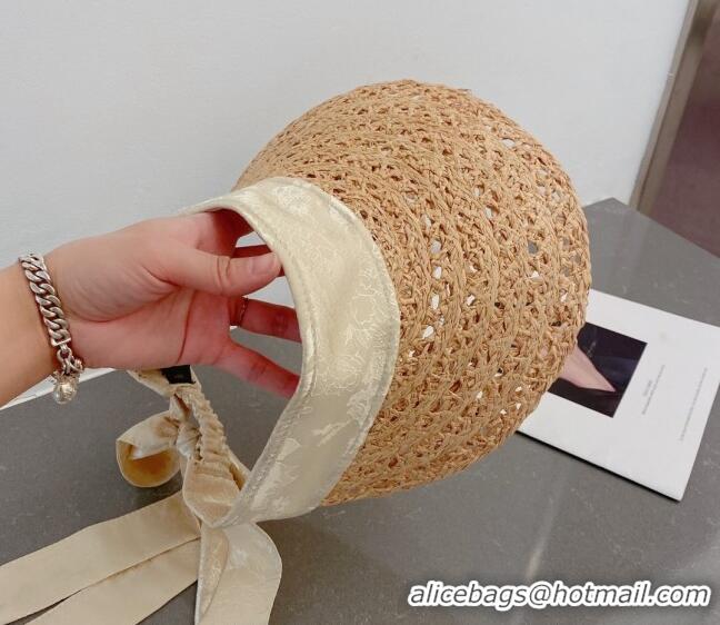 Top Quality Valentino VLogo Visor Straw Hat 021651 Beige/White 2023