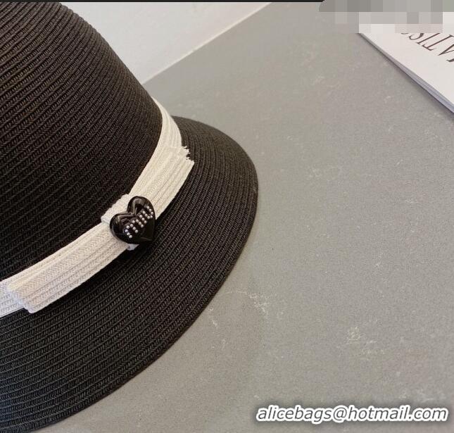 Good Product Miu Miu Straw Hat with Heart Band MM0311 Black 2023