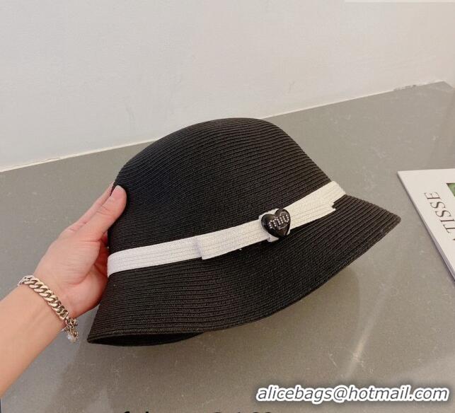 Good Product Miu Miu Straw Hat with Heart Band MM0311 Black 2023