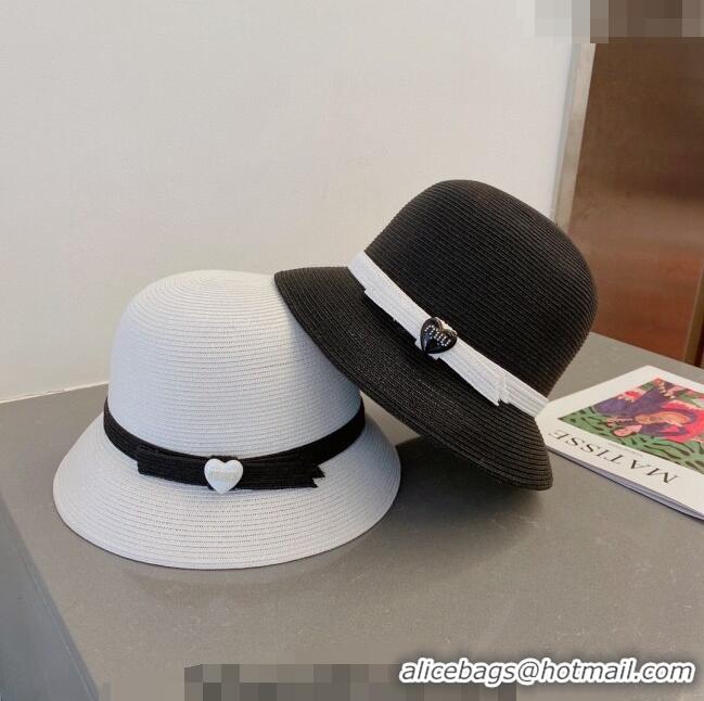 Good Product Miu Miu Straw Hat with Heart Band MM0311 Black 2023