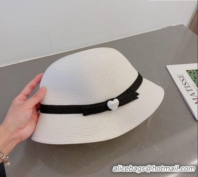 Luxury Cheap Miu Miu Straw Hat with Heart Band CE0311 White 2023