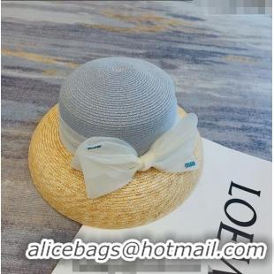 Lowest Cost Miu Miu Straw Bucket Hat with Bow 0308  Grey 2023