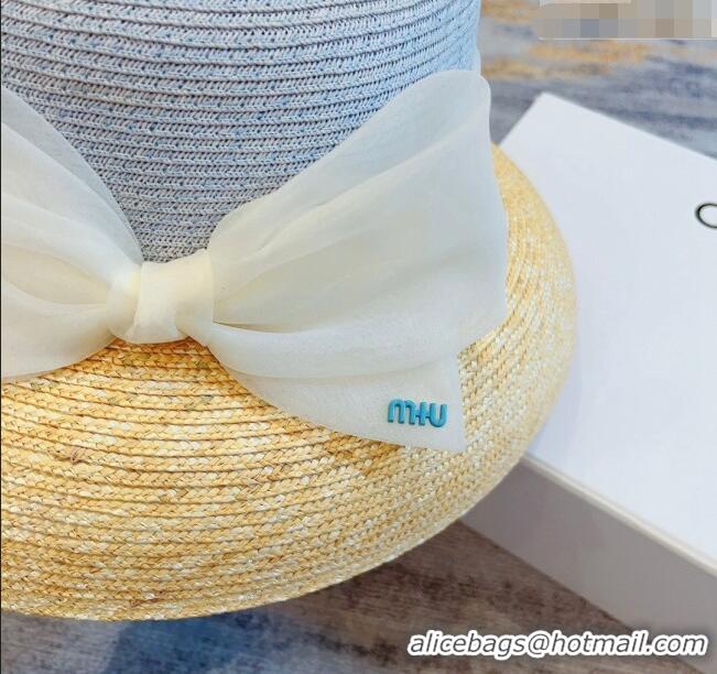 Lowest Cost Miu Miu Straw Bucket Hat with Bow 0308  Grey 2023