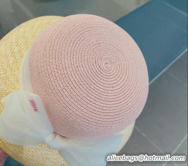 Affordable Price Miu Miu Straw Bucket Hat with Bow 0308 Pink 2023