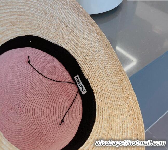 Affordable Price Miu Miu Straw Bucket Hat with Bow 0308 Pink 2023