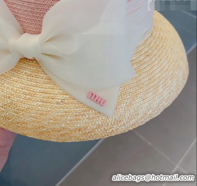 Affordable Price Miu Miu Straw Bucket Hat with Bow 0308 Pink 2023