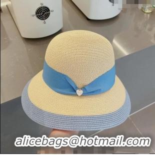 Top Design Miu Miu Straw Bucket Hat with Heart Band MM0311 Blue 2023