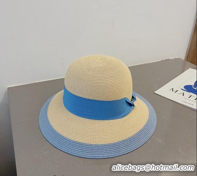 Top Design Miu Miu Straw Bucket Hat with Heart Band MM0311 Blue 2023