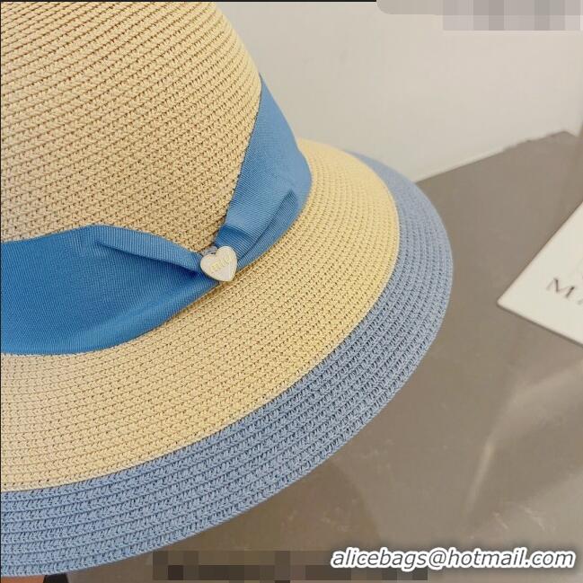 Top Design Miu Miu Straw Bucket Hat with Heart Band MM0311 Blue 2023