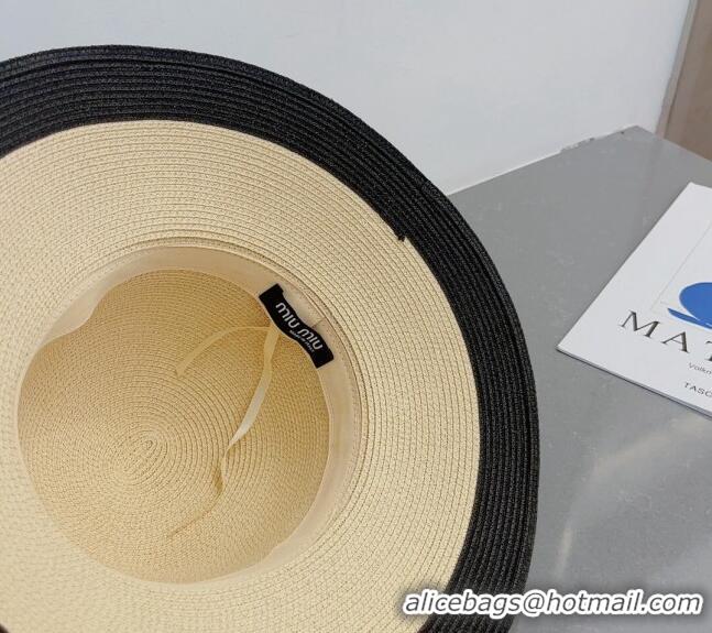 Well Crafted Miu Miu Straw Bucket Hat with Heart Band MM0311 Black 2023