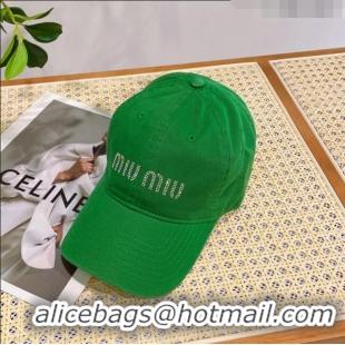 Well Crafted Miu Miu Canvas Baseball hat with Crystals 0407 Green/Pink/Purple 2023