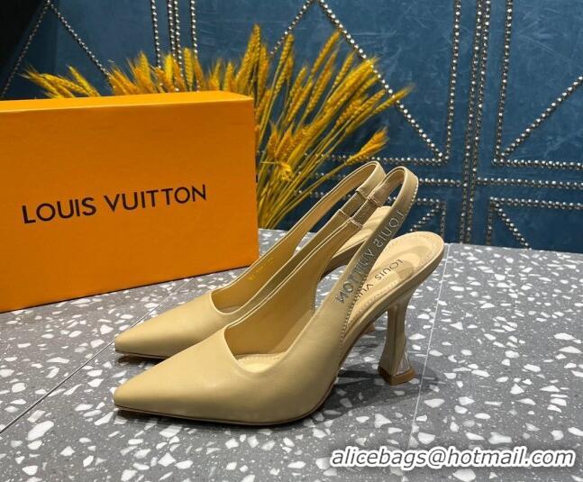 Best Price Louis Vuitton Sparkle Leather Slingback Sandals with Signature Apricot 208115