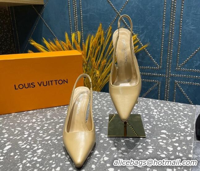 Best Price Louis Vuitton Sparkle Leather Slingback Sandals with Signature Apricot 208115