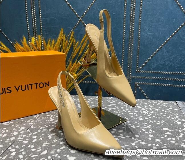 Best Price Louis Vuitton Sparkle Leather Slingback Sandals with Signature Apricot 208115