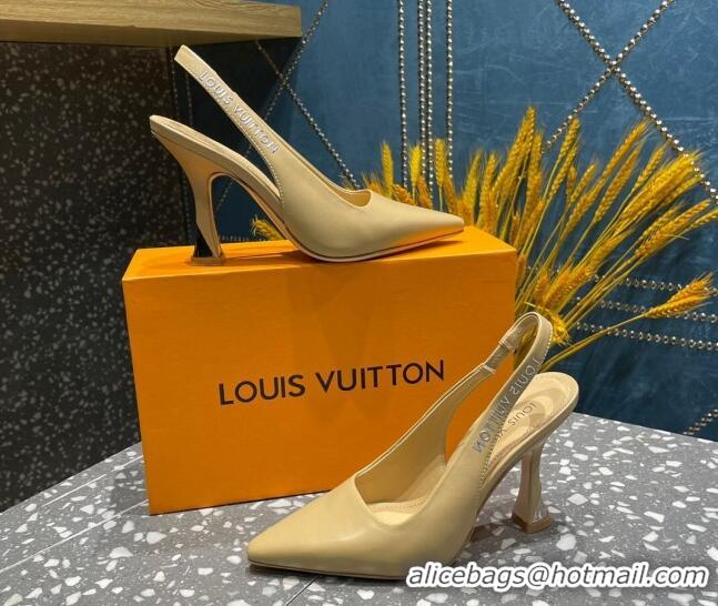 Best Price Louis Vuitton Sparkle Leather Slingback Sandals with Signature Apricot 208115