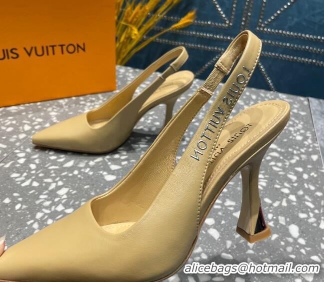 Best Price Louis Vuitton Sparkle Leather Slingback Sandals with Signature Apricot 208115