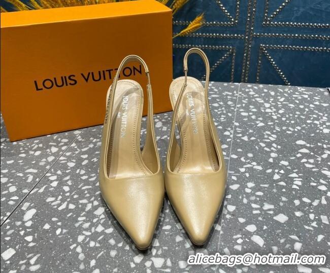 Best Price Louis Vuitton Sparkle Leather Slingback Sandals with Signature Apricot 208115