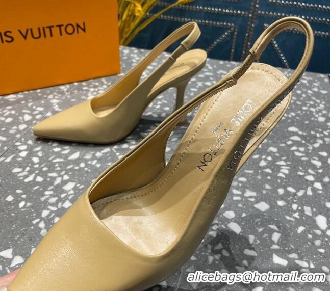 Best Price Louis Vuitton Sparkle Leather Slingback Sandals with Signature Apricot 208115