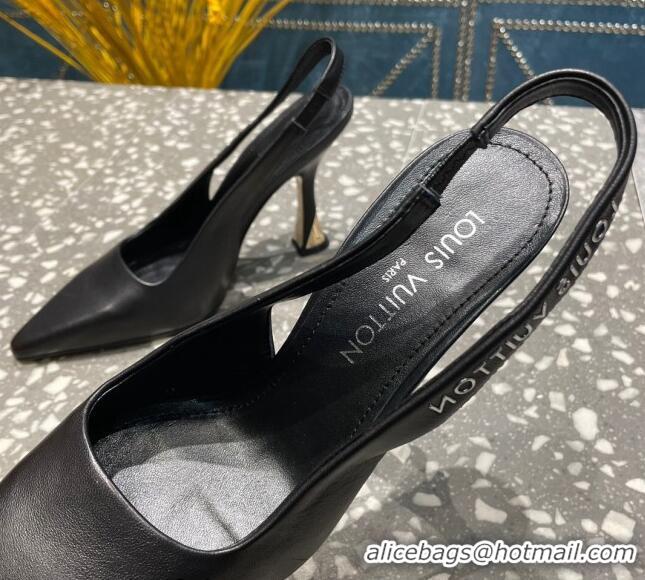 Top Grade Louis Vuitton Sparkle Leather Slingback Sandals with Signature Black 0208116