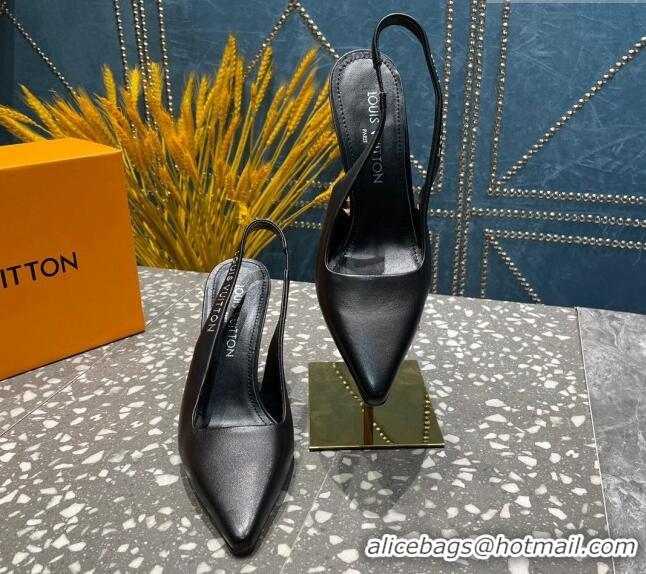 Top Grade Louis Vuitton Sparkle Leather Slingback Sandals with Signature Black 0208116