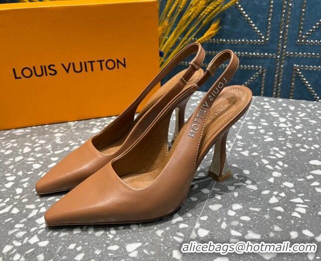 Good Quality Louis Vuitton Sparkle Leather Slingback Sandals with Signature Brown 0208117