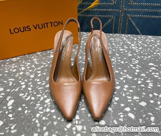 Good Quality Louis Vuitton Sparkle Leather Slingback Sandals with Signature Brown 0208117