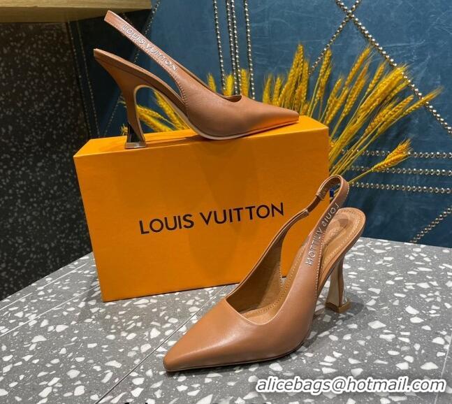 Good Quality Louis Vuitton Sparkle Leather Slingback Sandals with Signature Brown 0208117