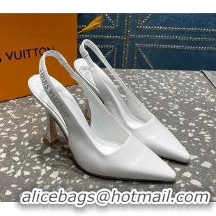 Grade Quality Louis Vuitton Sparkle Leather Slingback Sandals with Signature White 0208118