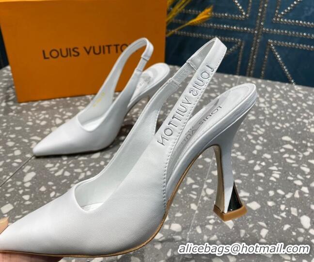 Grade Quality Louis Vuitton Sparkle Leather Slingback Sandals with Signature White 0208118