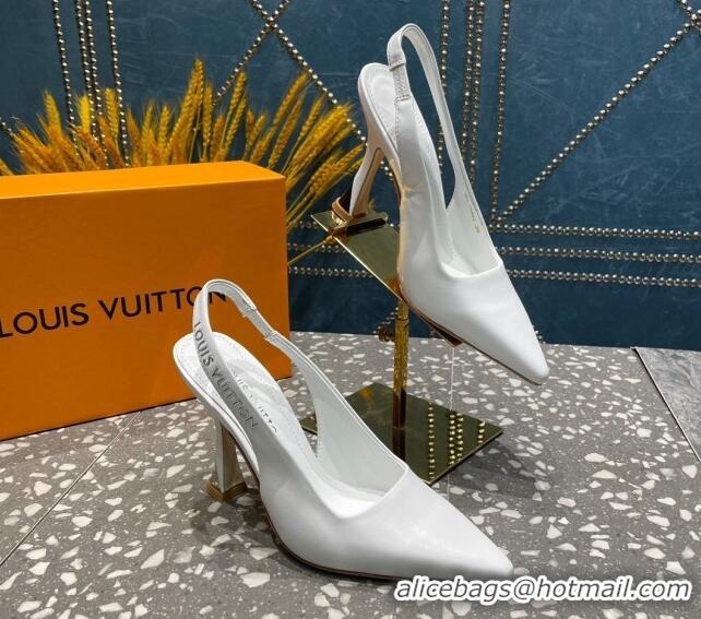 Grade Quality Louis Vuitton Sparkle Leather Slingback Sandals with Signature White 0208118