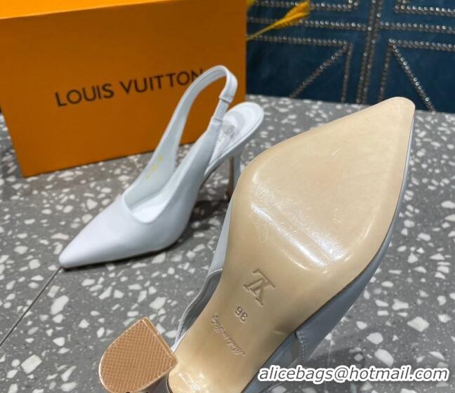 Grade Quality Louis Vuitton Sparkle Leather Slingback Sandals with Signature White 0208118