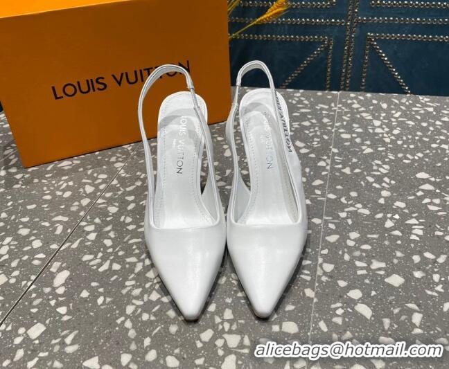 Grade Quality Louis Vuitton Sparkle Leather Slingback Sandals with Signature White 0208118