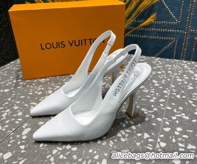 Grade Quality Louis Vuitton Sparkle Leather Slingback Sandals with Signature White 0208118