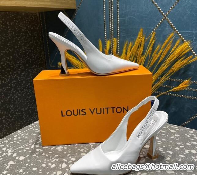 Grade Quality Louis Vuitton Sparkle Leather Slingback Sandals with Signature White 0208118