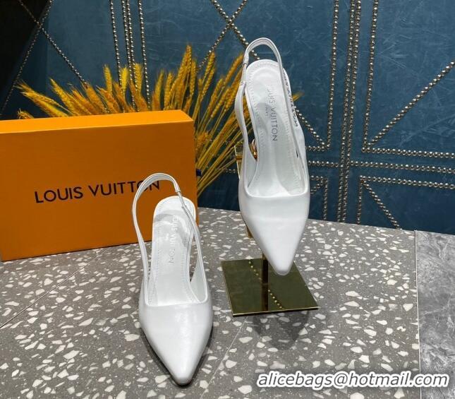 Grade Quality Louis Vuitton Sparkle Leather Slingback Sandals with Signature White 0208118