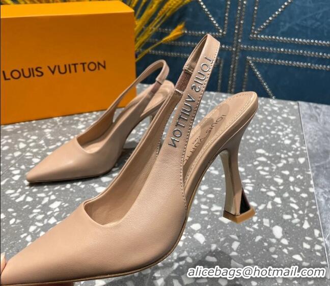 Good Looking Louis Vuitton Sparkle Leather Slingback Sandals with Signature Nude 208119