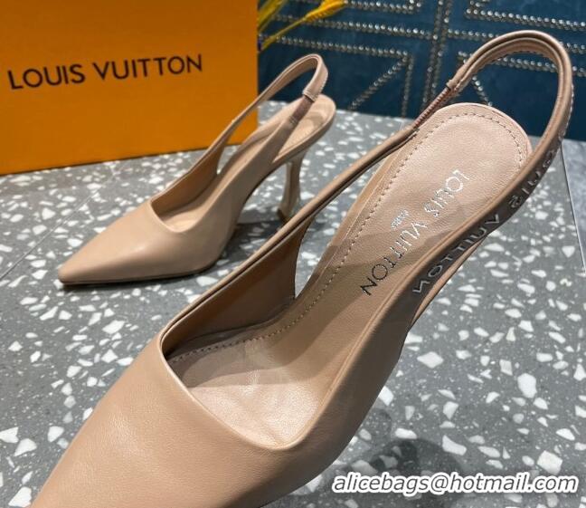 Good Looking Louis Vuitton Sparkle Leather Slingback Sandals with Signature Nude 208119