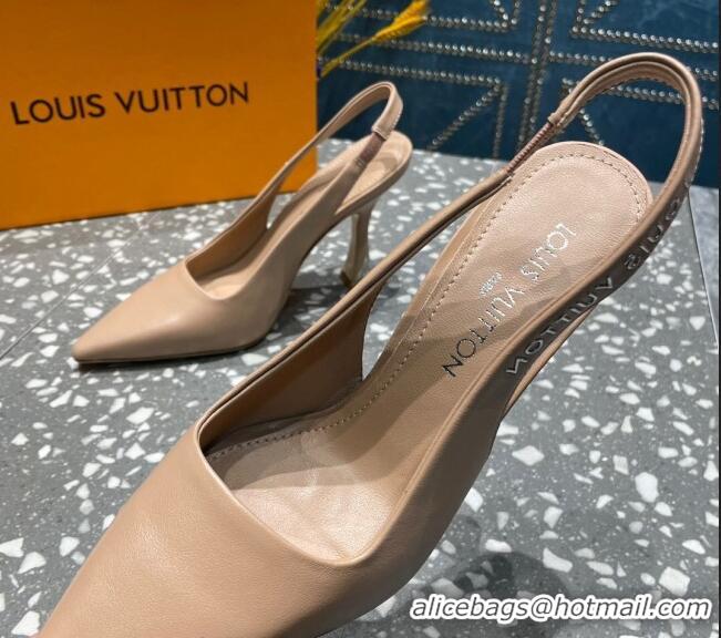 Good Looking Louis Vuitton Sparkle Leather Slingback Sandals with Signature Nude 208119