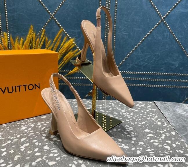 Good Looking Louis Vuitton Sparkle Leather Slingback Sandals with Signature Nude 208119