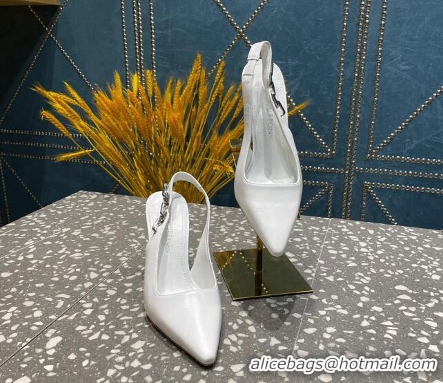 Best Product Louis Vuitton Sparkle Leather Slingback Sandals with Chain 9.5cm White 020906