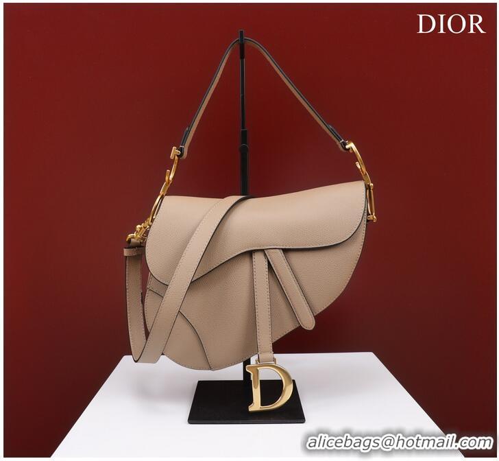 Top Quality DIOR SADDLE BAG WITH STRAP Sand Pink Grained Calfskin M0455CBA