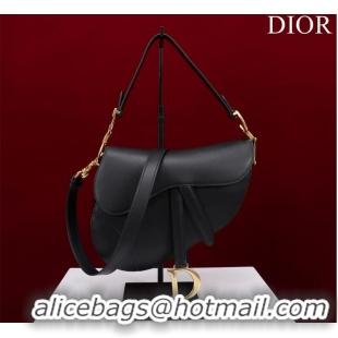 New Fashion Dior SADDLE BAG WITH STRAP Black Smooth Calfskin M0455CWG