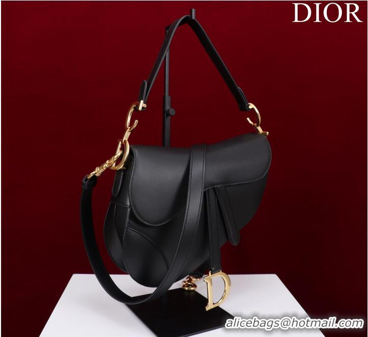 New Fashion Dior SADDLE BAG WITH STRAP Black Smooth Calfskin M0455CWG